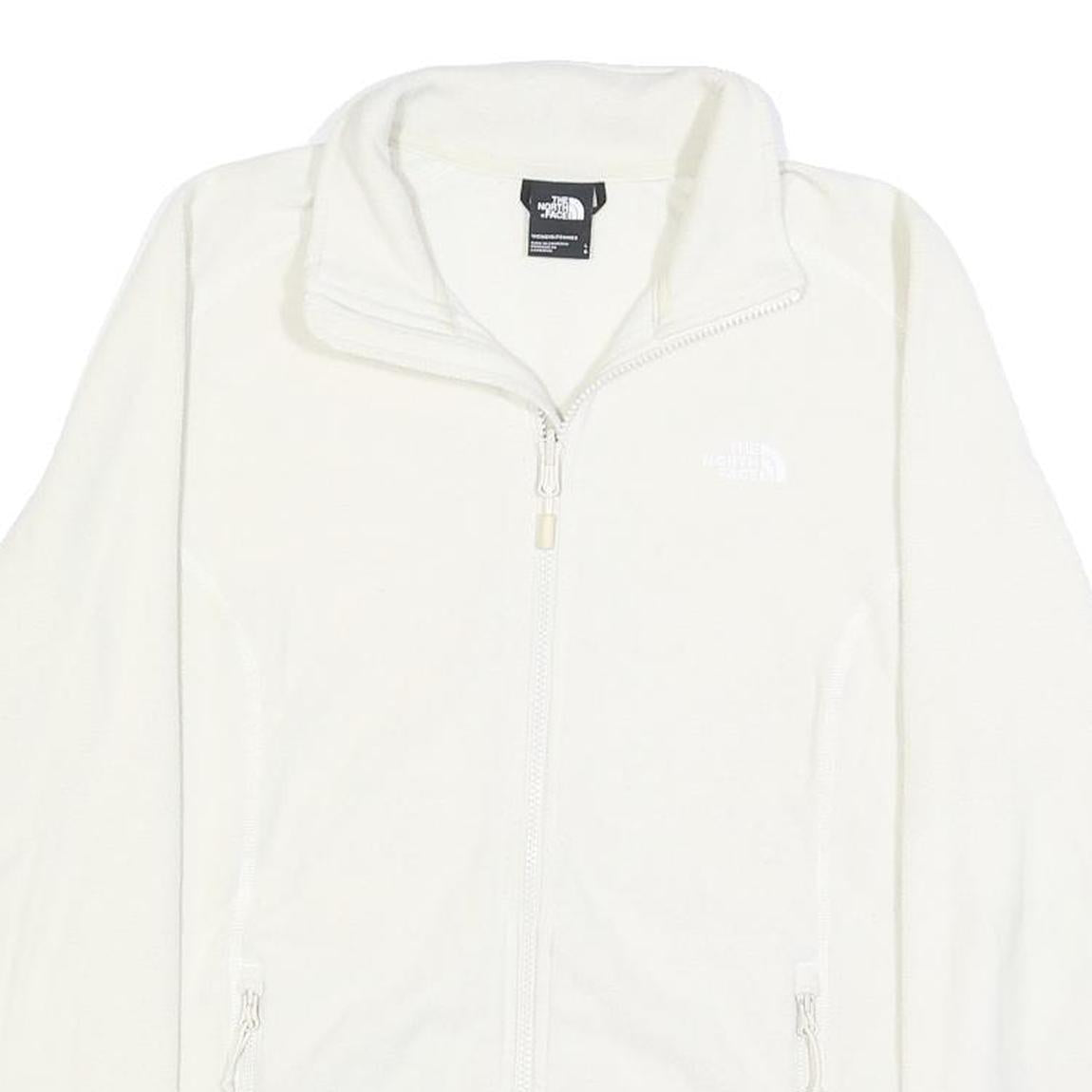 THE NORTH FACE Womens White Jacket L Polyester Zip Plain Warm Lightweight