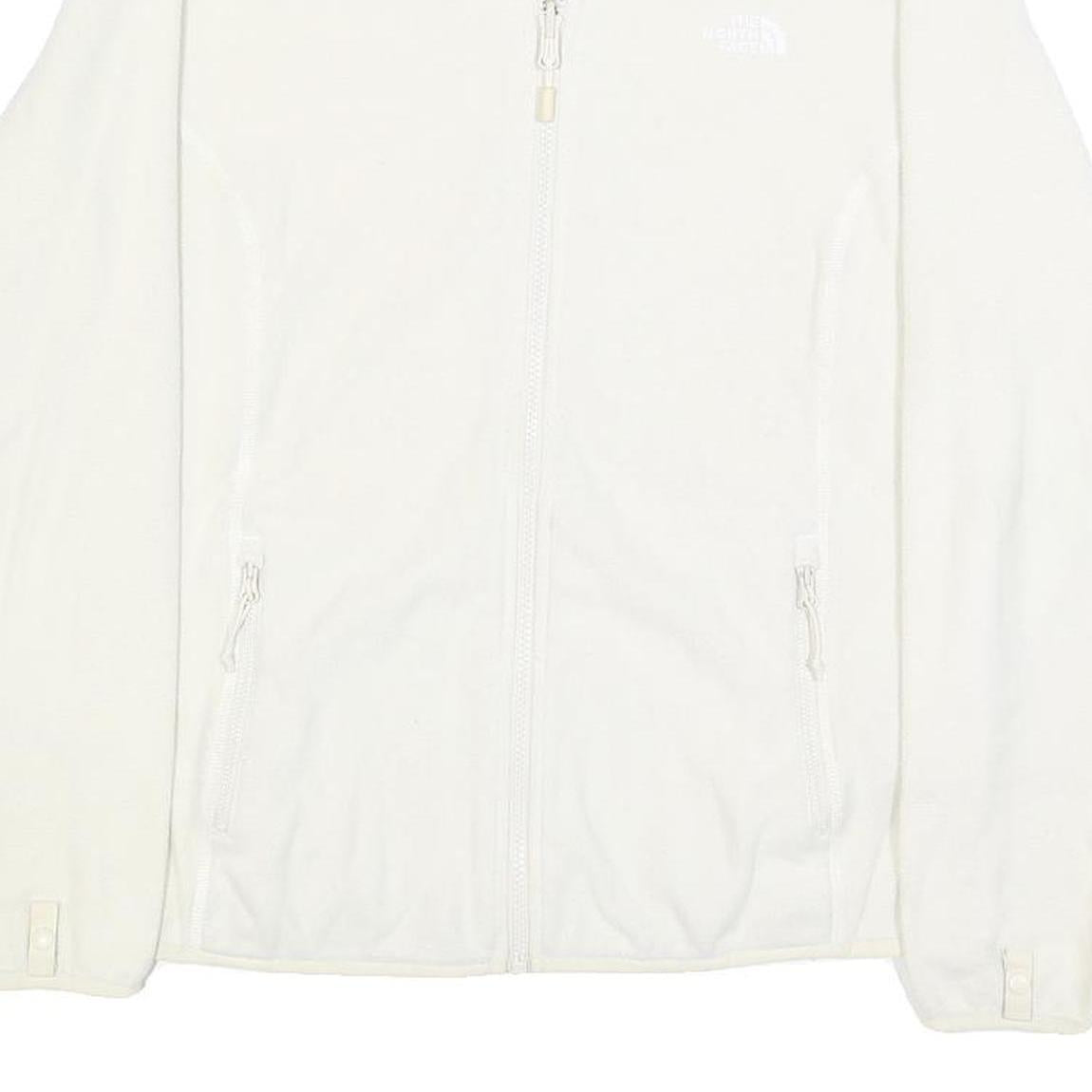 THE NORTH FACE Womens White Jacket L Polyester Zip Plain Warm Lightweight