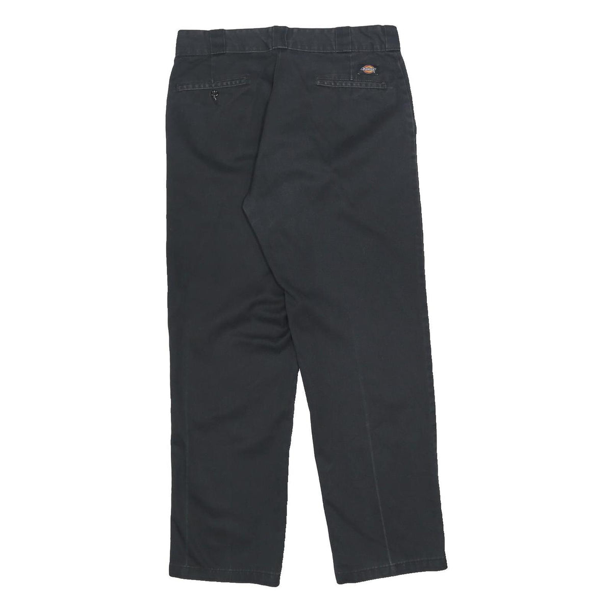 DICKIES Mens Cotton Blend Black Regular Straight Trousers W34 L32 Workwear Zip