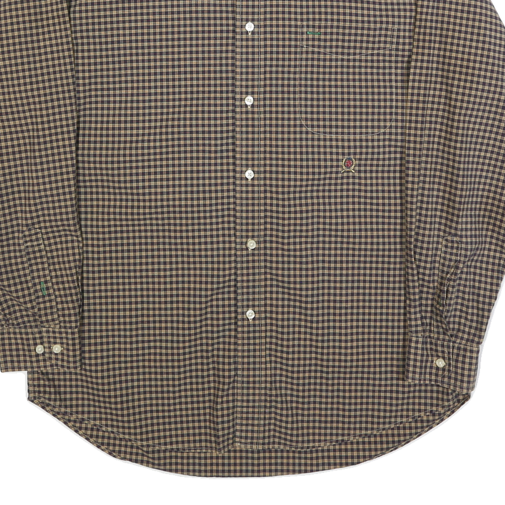 TOMMY HILFIGER Mens Brown Check Shirt L Button-Down Collar Long Sleeve Casual