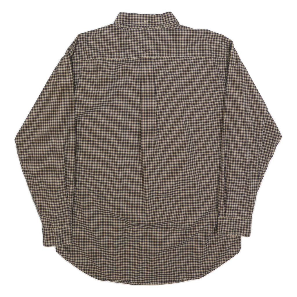 TOMMY HILFIGER Mens Brown Check Shirt L Button-Down Collar Long Sleeve Casual
