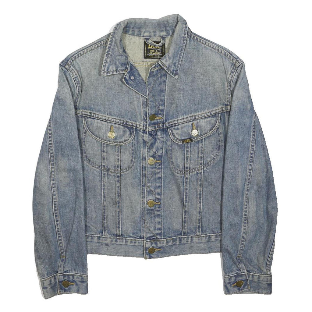 LEE Womens Blue Denim Button Jacket L Woven Classic Casual Lightweight