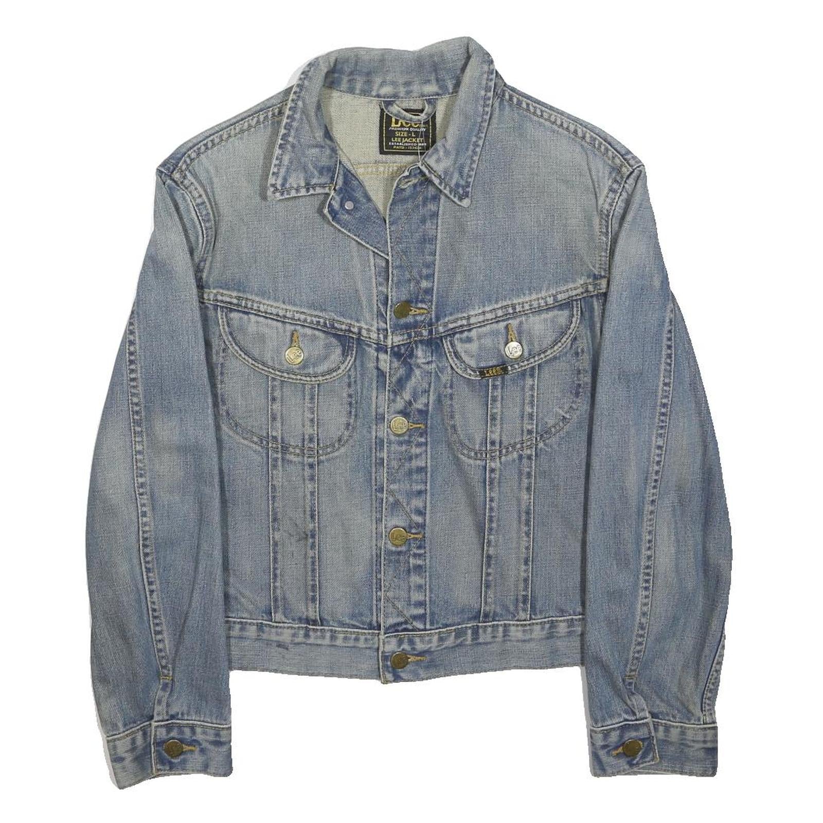 LEE Womens Blue Denim Button Jacket L Woven Classic Casual Lightweight