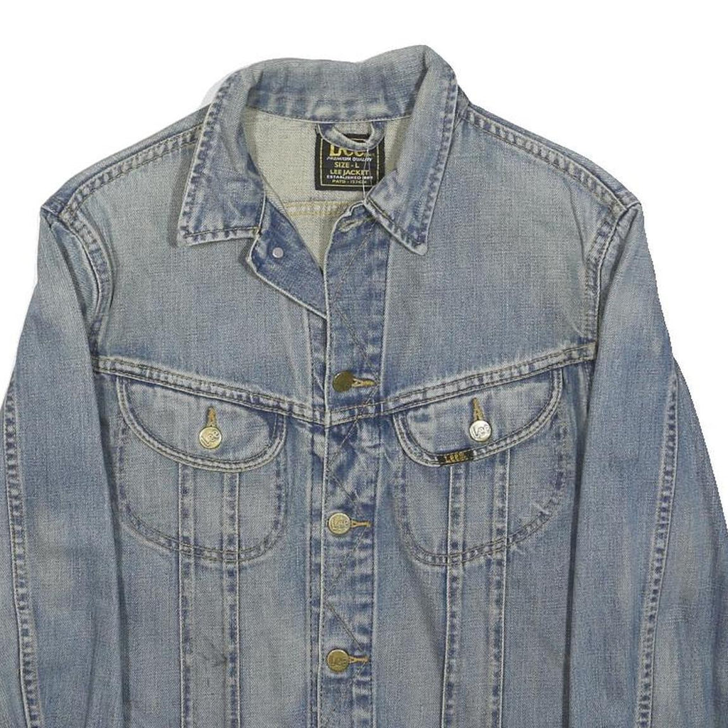LEE Womens Blue Denim Button Jacket L Woven Classic Casual Lightweight