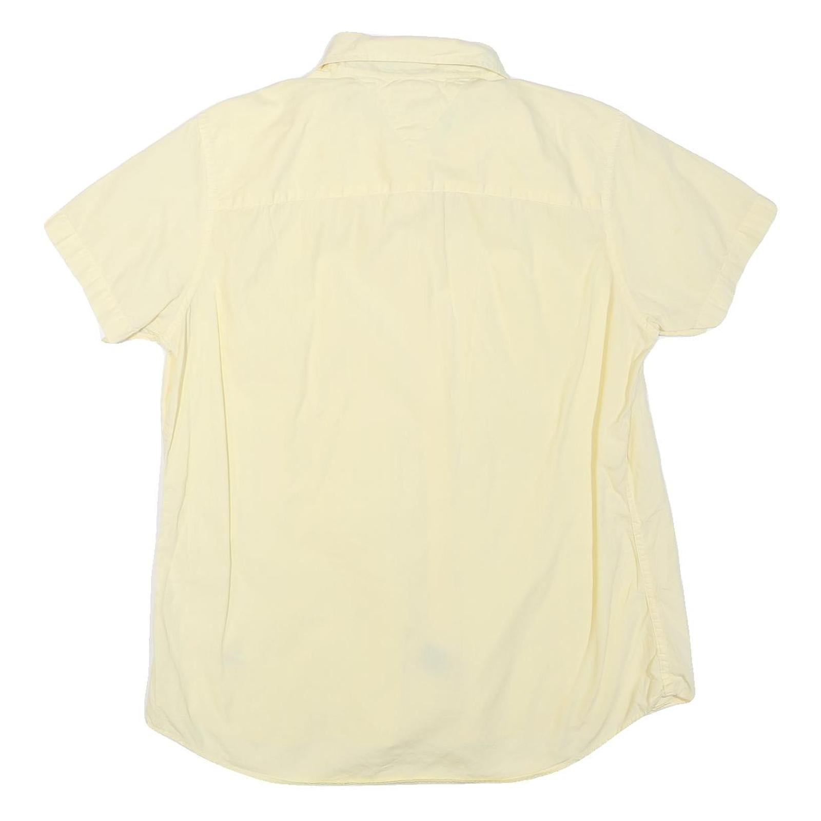 TOMMY HILFIGER Womens Cream Short Sleeve Shirt M Cotton Blend Casual Summer