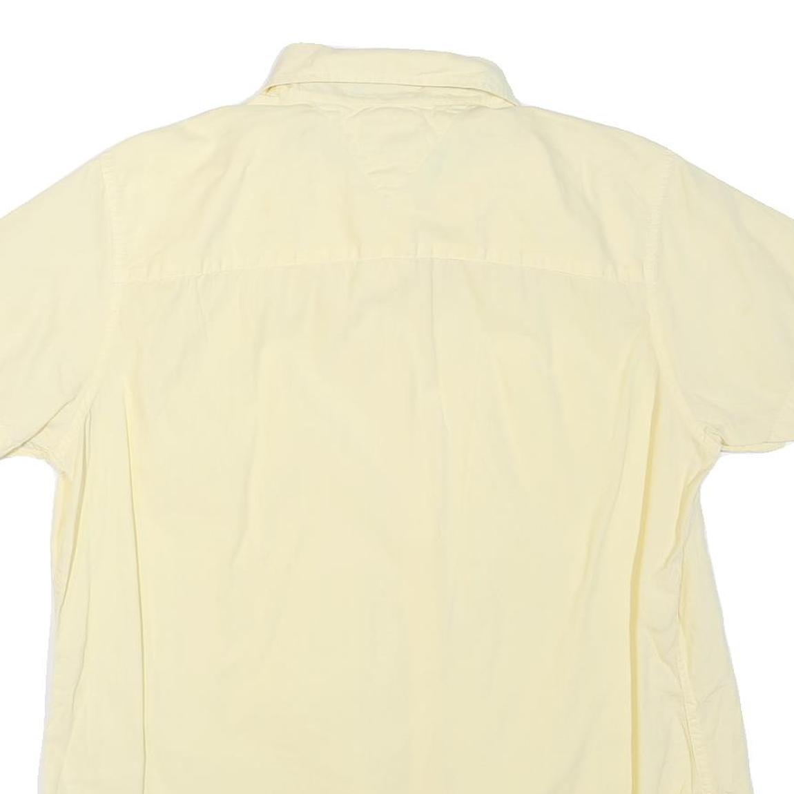 TOMMY HILFIGER Womens Cream Short Sleeve Shirt M Cotton Blend Casual Summer