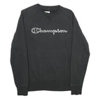 CHAMPION Mens Black Crew Neck S Cotton Blend Pullover Sweatshirt Logo
