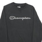 CHAMPION Mens Black Crew Neck S Cotton Blend Pullover Sweatshirt Logo