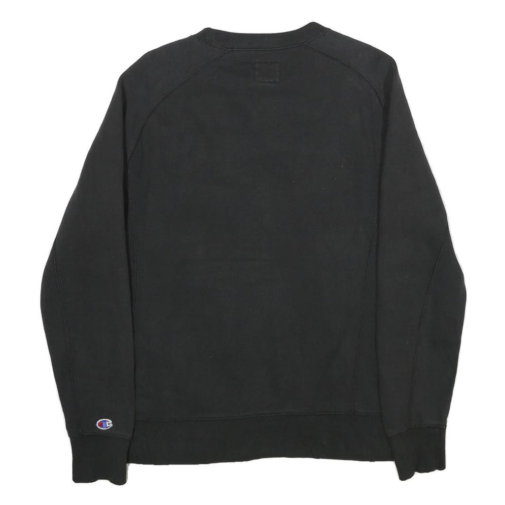 CHAMPION Mens Black Crew Neck S Cotton Blend Pullover Sweatshirt Logo