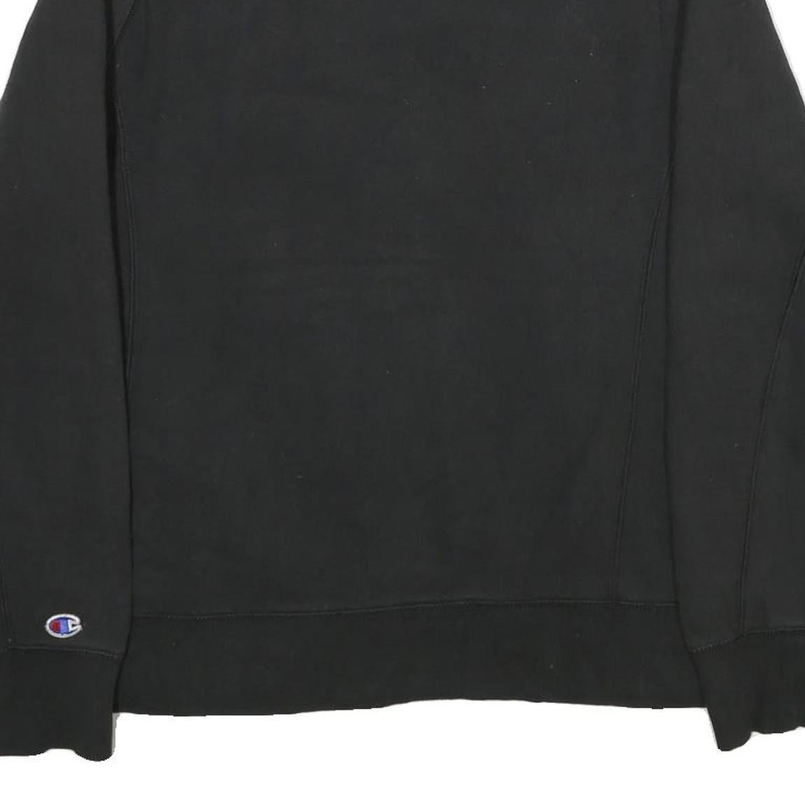 CHAMPION Mens Black Crew Neck S Cotton Blend Pullover Sweatshirt Logo