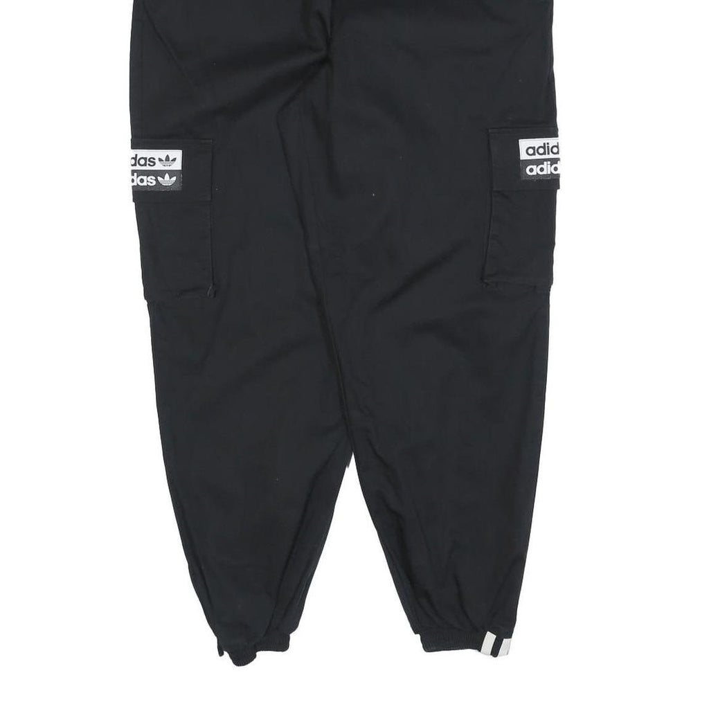 ADIDAS Womens Black Cotton Blend Relaxed Jogger Trousers W27 L26 Cargo Pockets