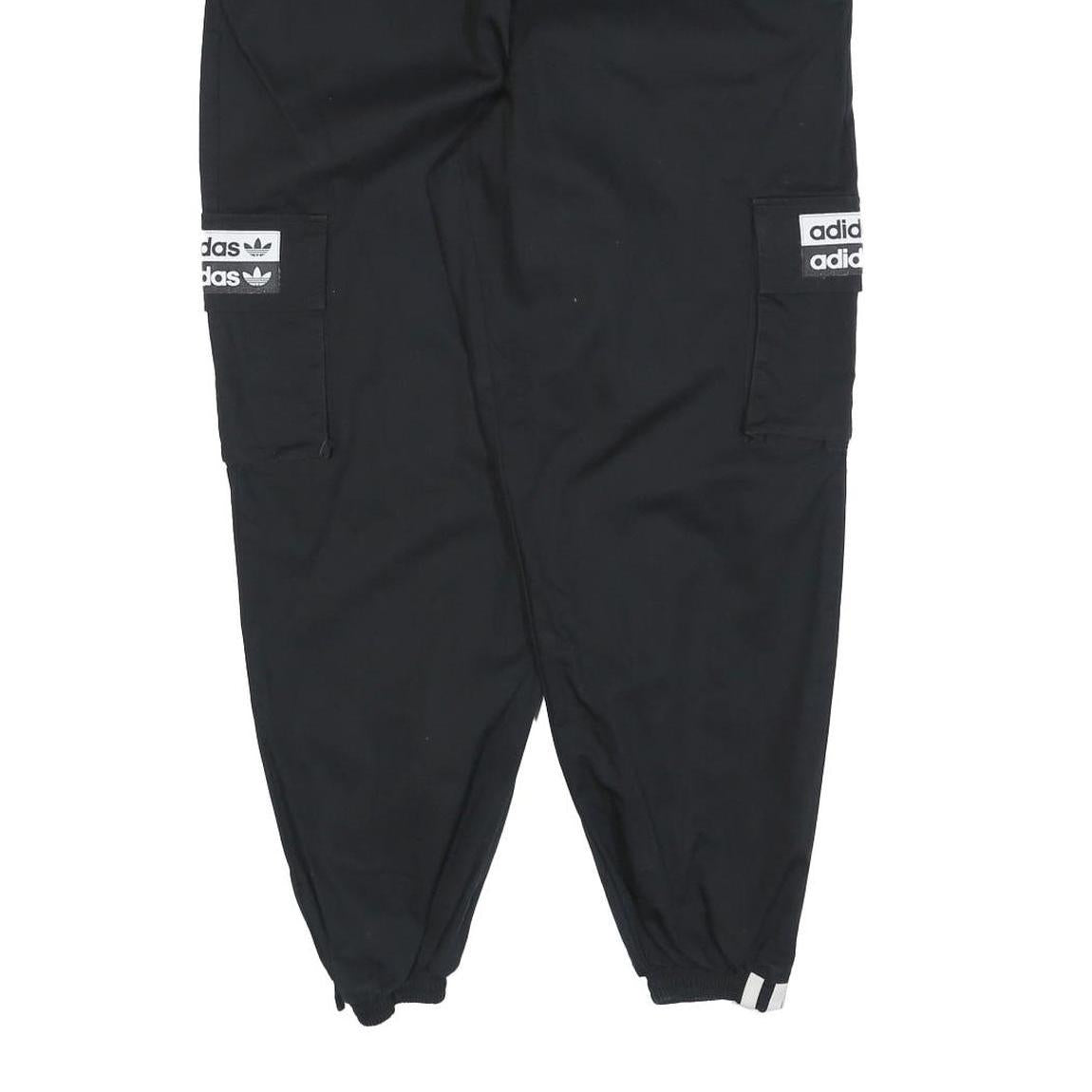 ADIDAS Womens Black Cotton Blend Relaxed Jogger Trousers W27 L26 Cargo Pockets