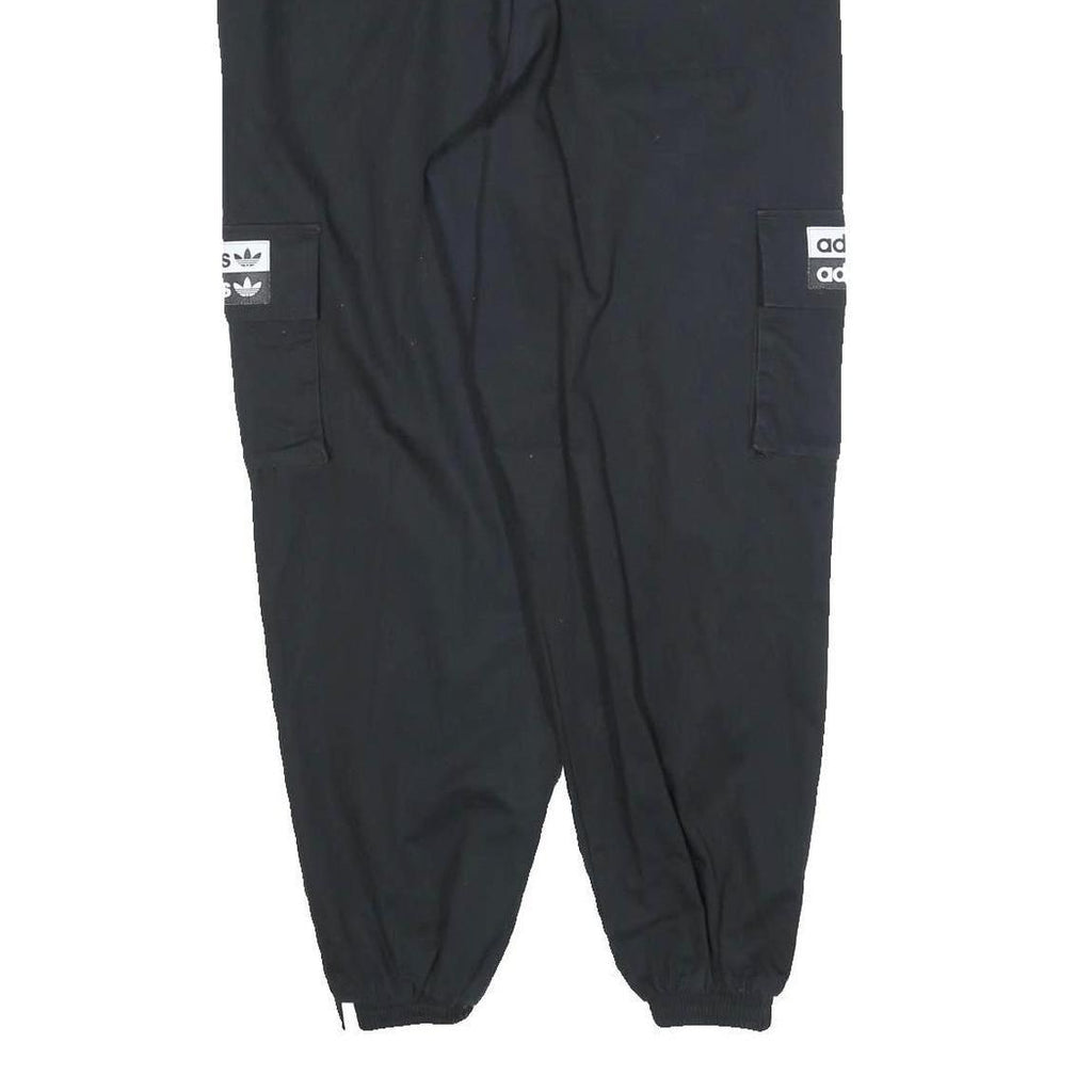 ADIDAS Womens Black Cotton Blend Relaxed Jogger Trousers W27 L26 Cargo Pockets