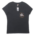 HARLEY DAVIDSON Womens Black Ride Free 2XL Short Sleeve V-Neck Cotton T-Shirt