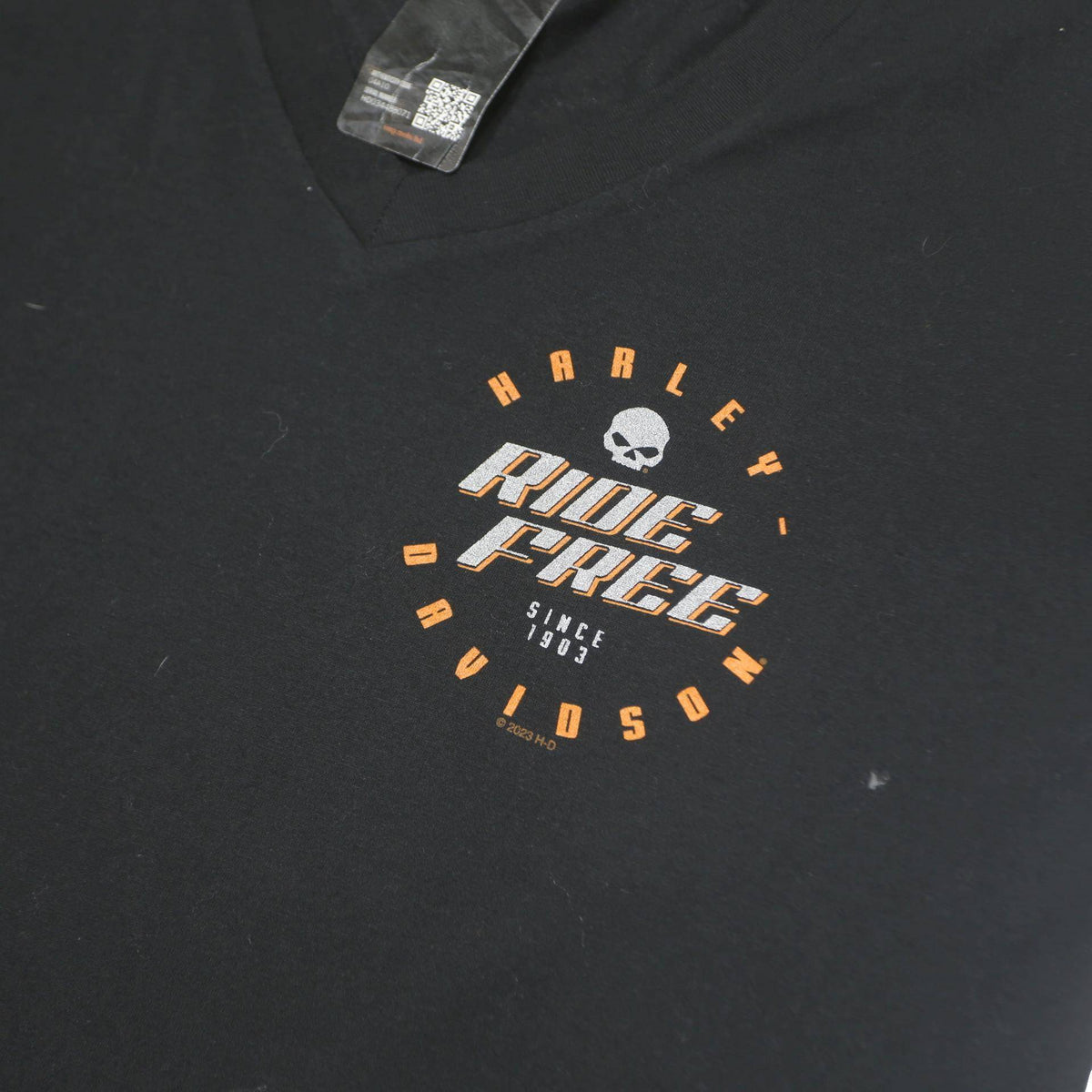 HARLEY DAVIDSON Womens Black Ride Free 2XL Short Sleeve V-Neck Cotton T-Shirt