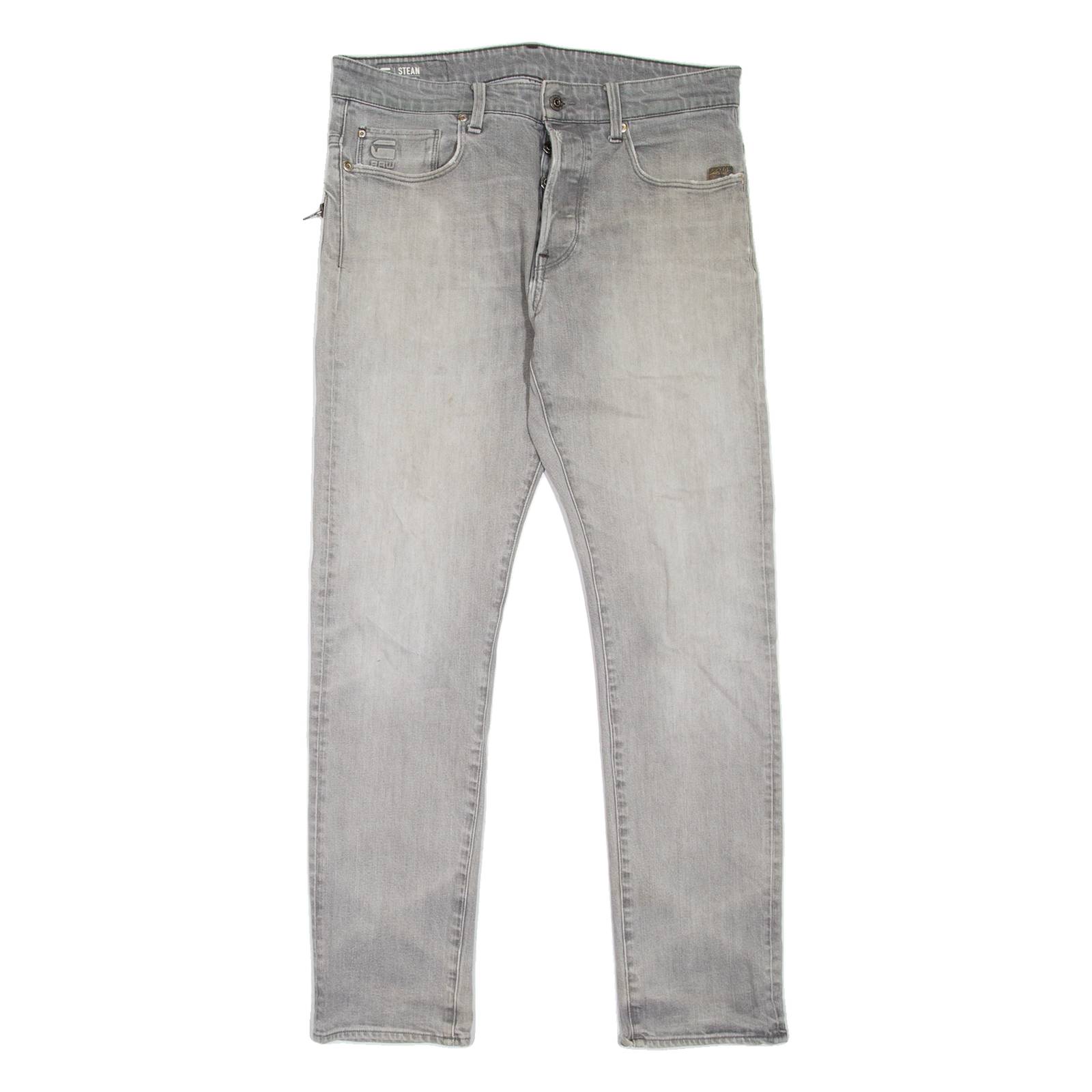 G-STAR Steam Mens Jeans Grey Regular Tapered Stone Wash W33 L32