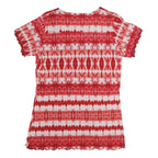 BIAGGINI Womens Red & White Printed Top Short Sleeve V-Neck M Polyester Casual