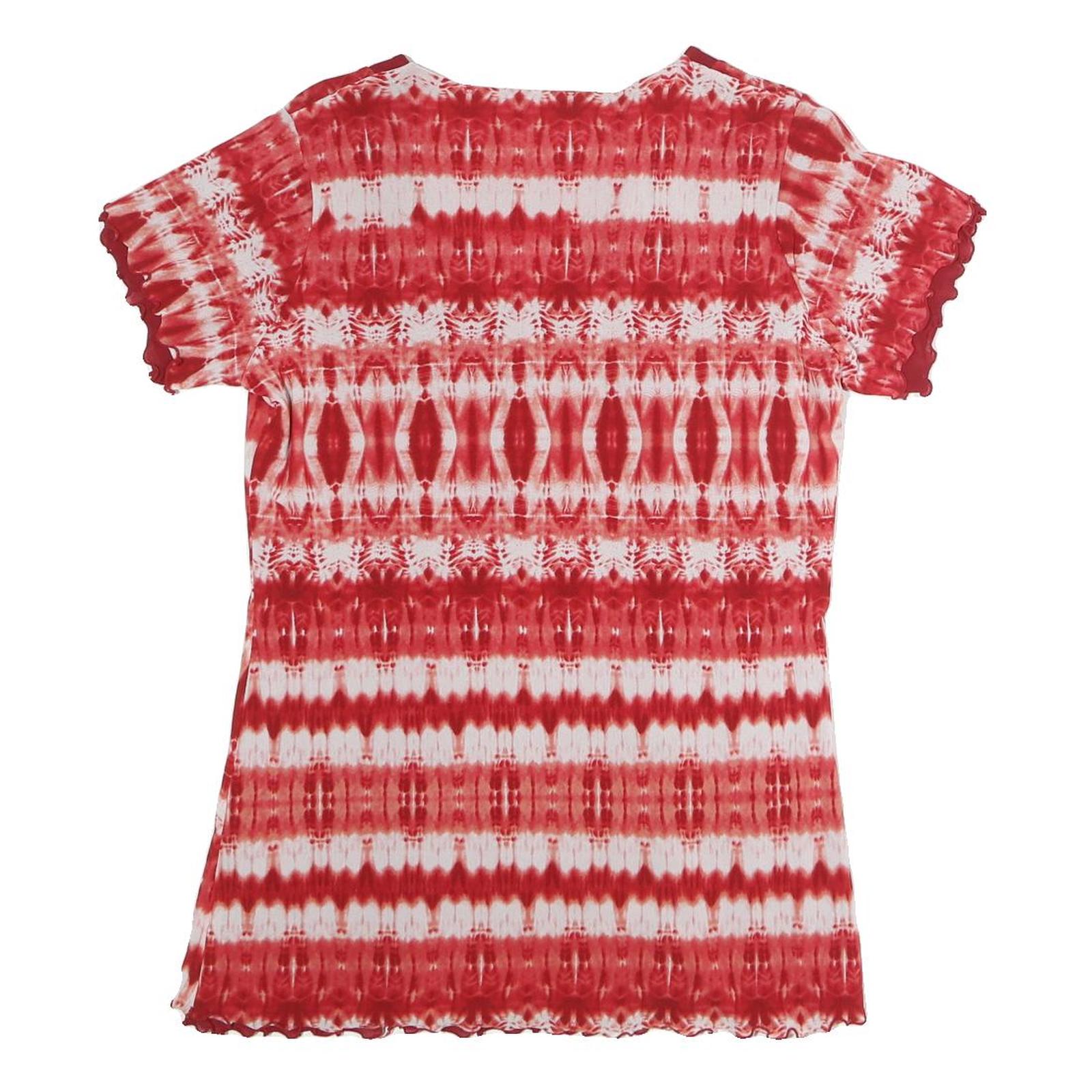 BIAGGINI Womens Red & White Printed Top Short Sleeve V-Neck M Polyester Casual