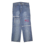 CODE JEANS Womens Denim Blue Relaxed Straight Cotton Blend W36 L32 Patch Pocket
