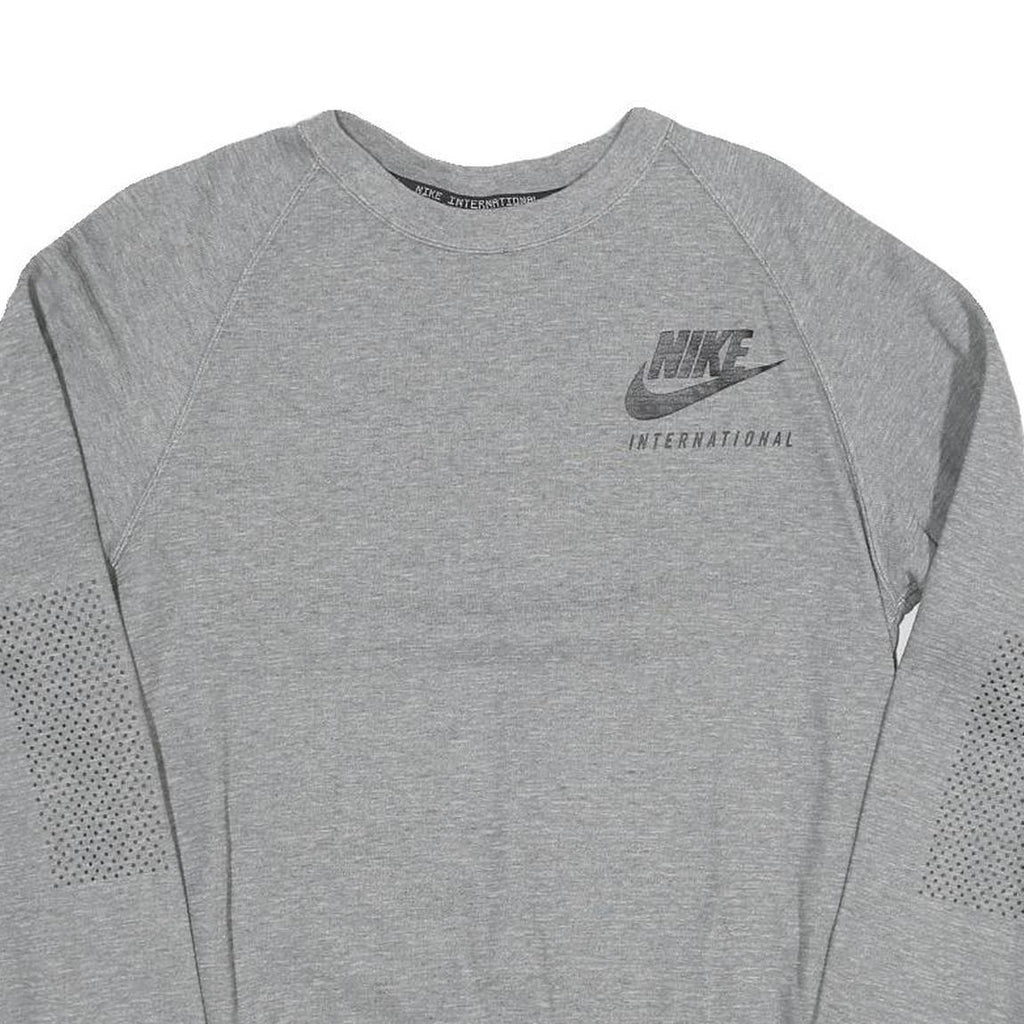 NIKE Mens Grey Cotton Blend Crew Neck Sweatshirt S Casual Sports Wear