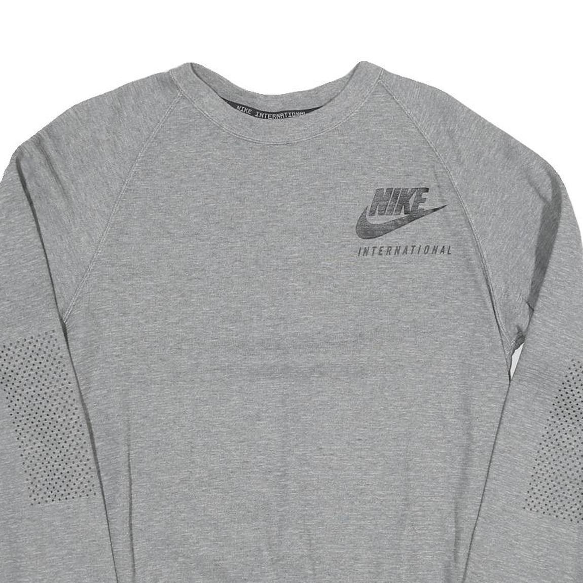 NIKE Mens Grey Cotton Blend Crew Neck Sweatshirt S Casual Sports Wear