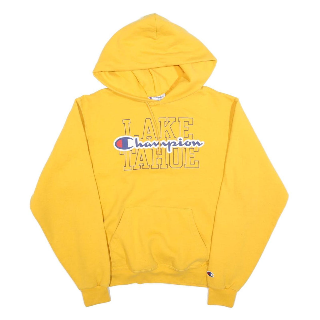 CHAMPION Mens Yellow Lake Tahoe Pullover Hoodie S Cotton Blend Casual
