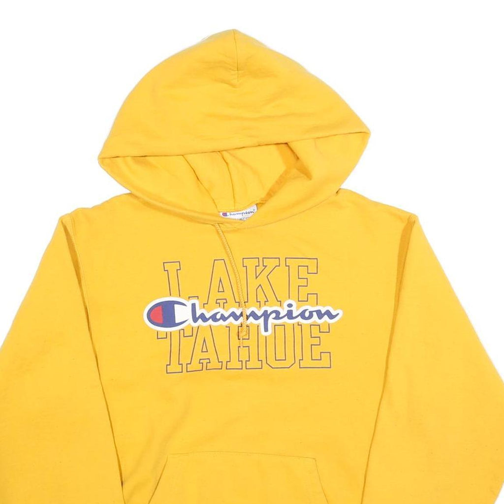 CHAMPION Mens Yellow Lake Tahoe Pullover Hoodie S Cotton Blend Casual