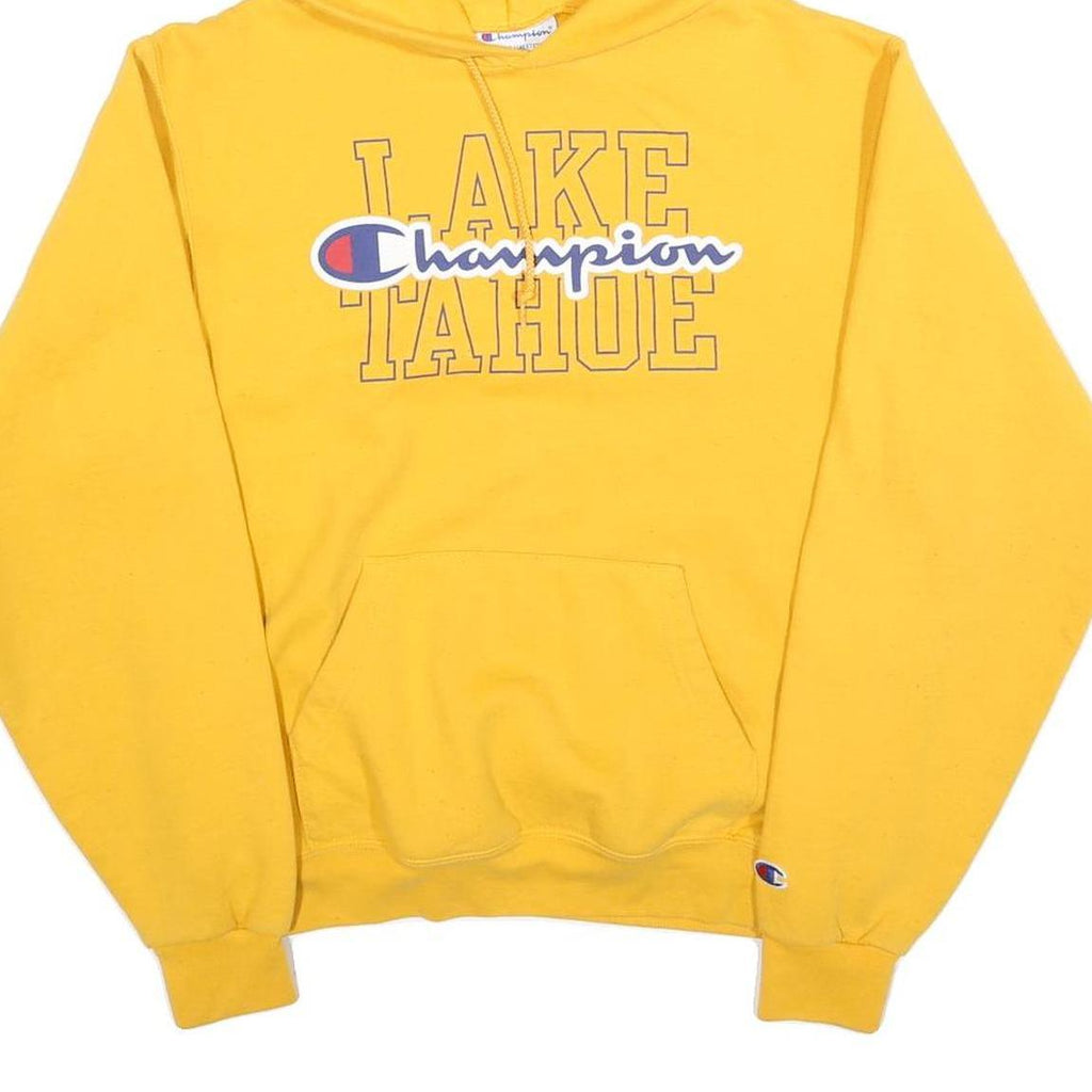 CHAMPION Mens Yellow Lake Tahoe Pullover Hoodie S Cotton Blend Casual