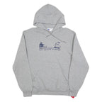RUSSELL ATHLETIC Mens Grey Off Center Harbor Hooded Sweatshirt L Cotton Blend