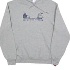 RUSSELL ATHLETIC Mens Grey Off Center Harbor Hooded Sweatshirt L Cotton Blend