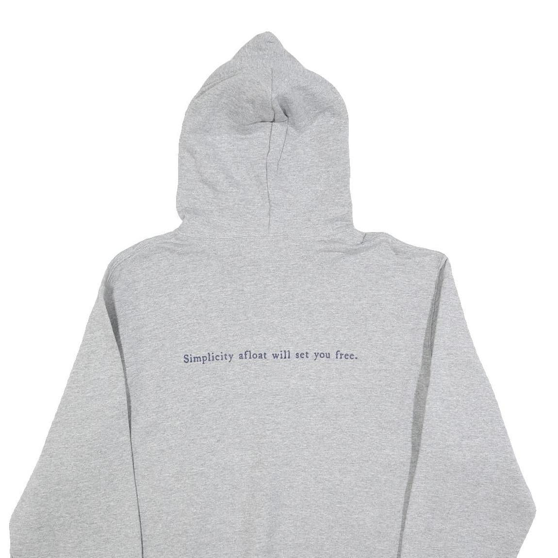 RUSSELL ATHLETIC Mens Grey Off Center Harbor Hooded Sweatshirt L Cotton Blend