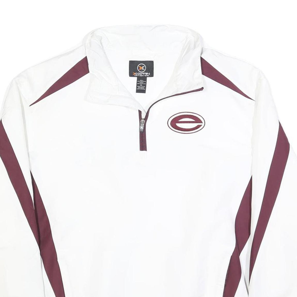 X GRAIN Mens White & Maroon Sweatshirt XL Pullover Zip Neck Sports Style