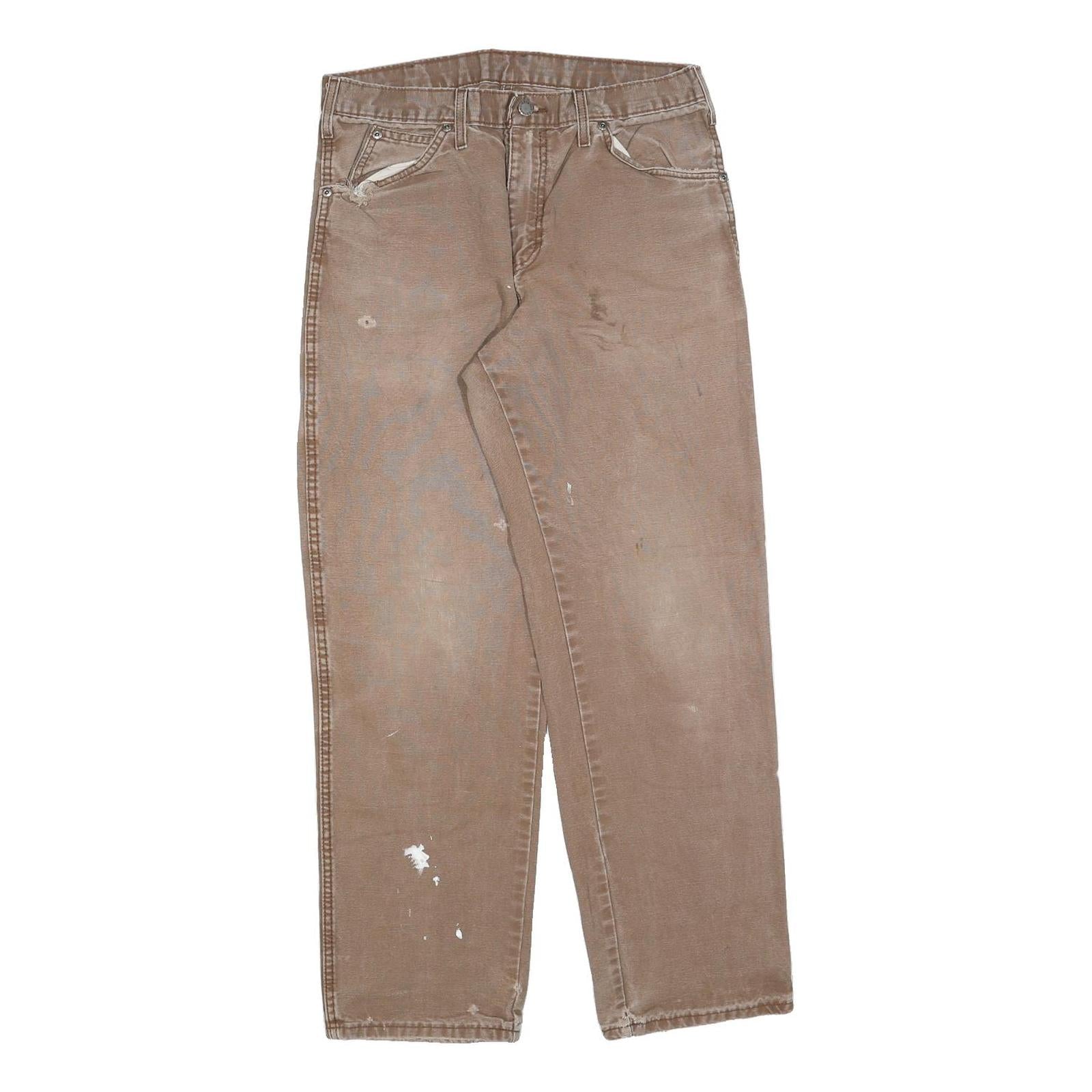 DICKIES Mens Jeans Beige Relaxed Straight Denim Rinse W32 L30 Workwear