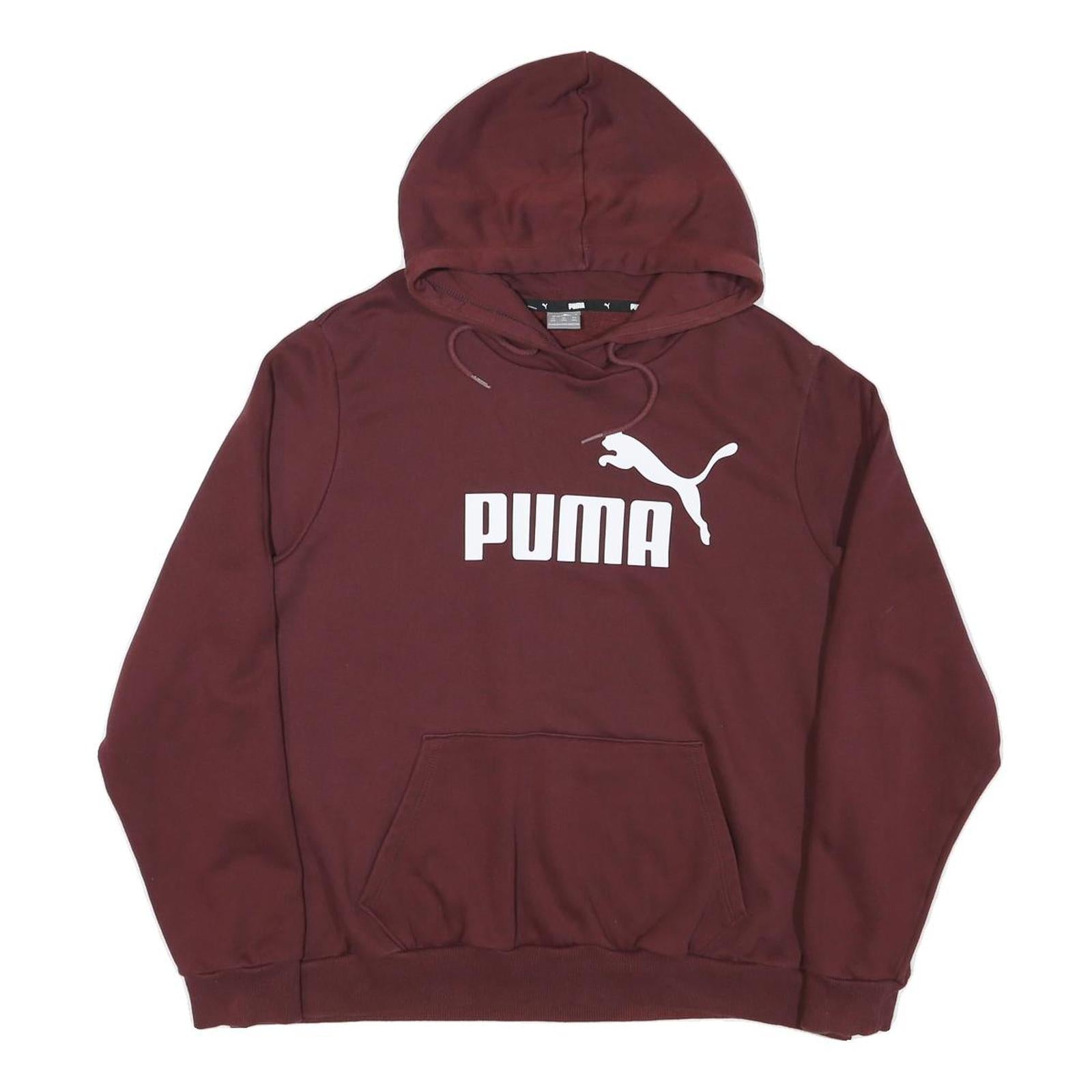 PUMA Womens Maroon Hoodie 3XL Cotton Blend Pullover Casual Sweatshirt