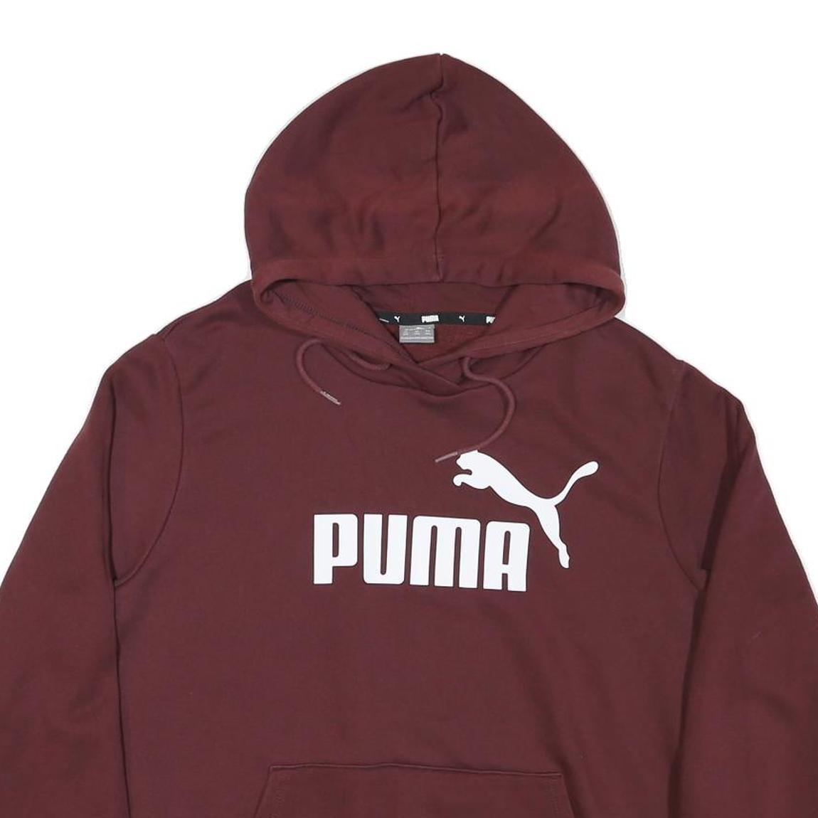 PUMA Womens Maroon Hoodie 3XL Cotton Blend Pullover Casual Sweatshirt