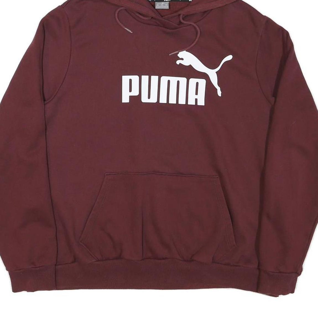 PUMA Womens Maroon Hoodie 3XL Cotton Blend Pullover Casual Sweatshirt