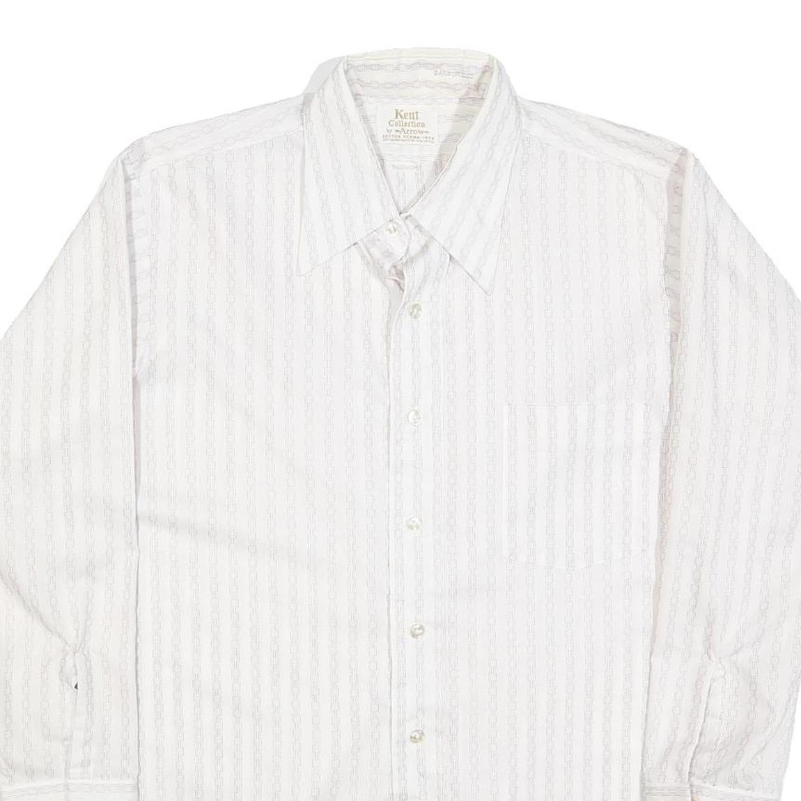 ARROW Mens White Shirt L Cotton Blend Classic Long Sleeve Button Collar