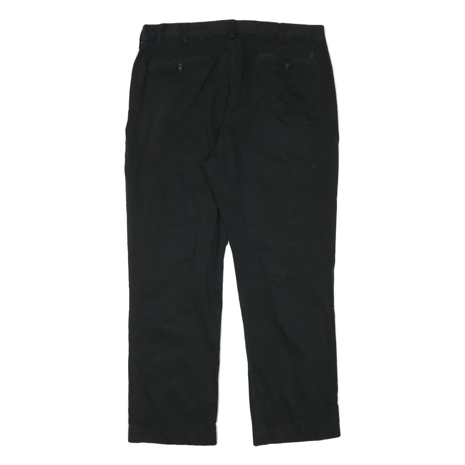 POLO RALPH LAUREN Mens Cotton Blend Black Regular Straight Trousers W35 L28