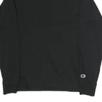 CHAMPION Mens Black Long Sleeve Crew Neck Cotton T-Shirt Size M Logo Detail