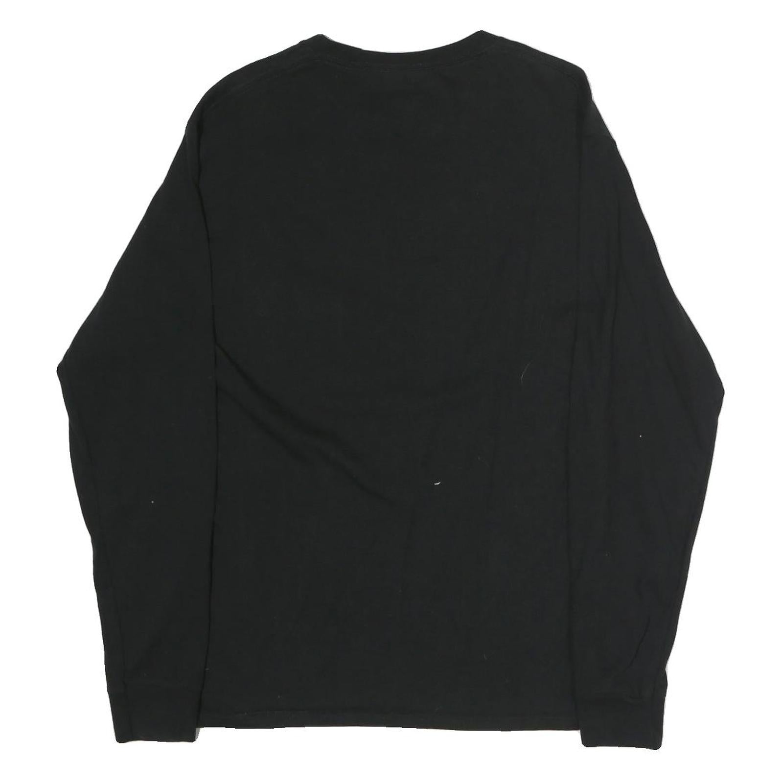 CHAMPION Mens Black Long Sleeve Crew Neck Cotton T-Shirt Size M Logo Detail