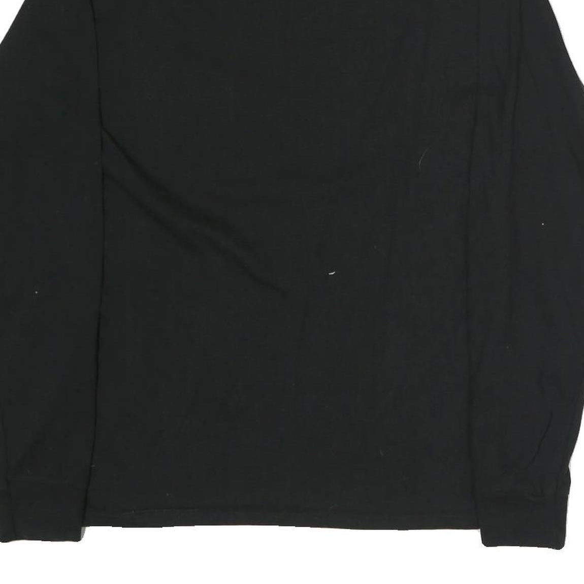 CHAMPION Mens Black Long Sleeve Crew Neck Cotton T-Shirt Size M Logo Detail