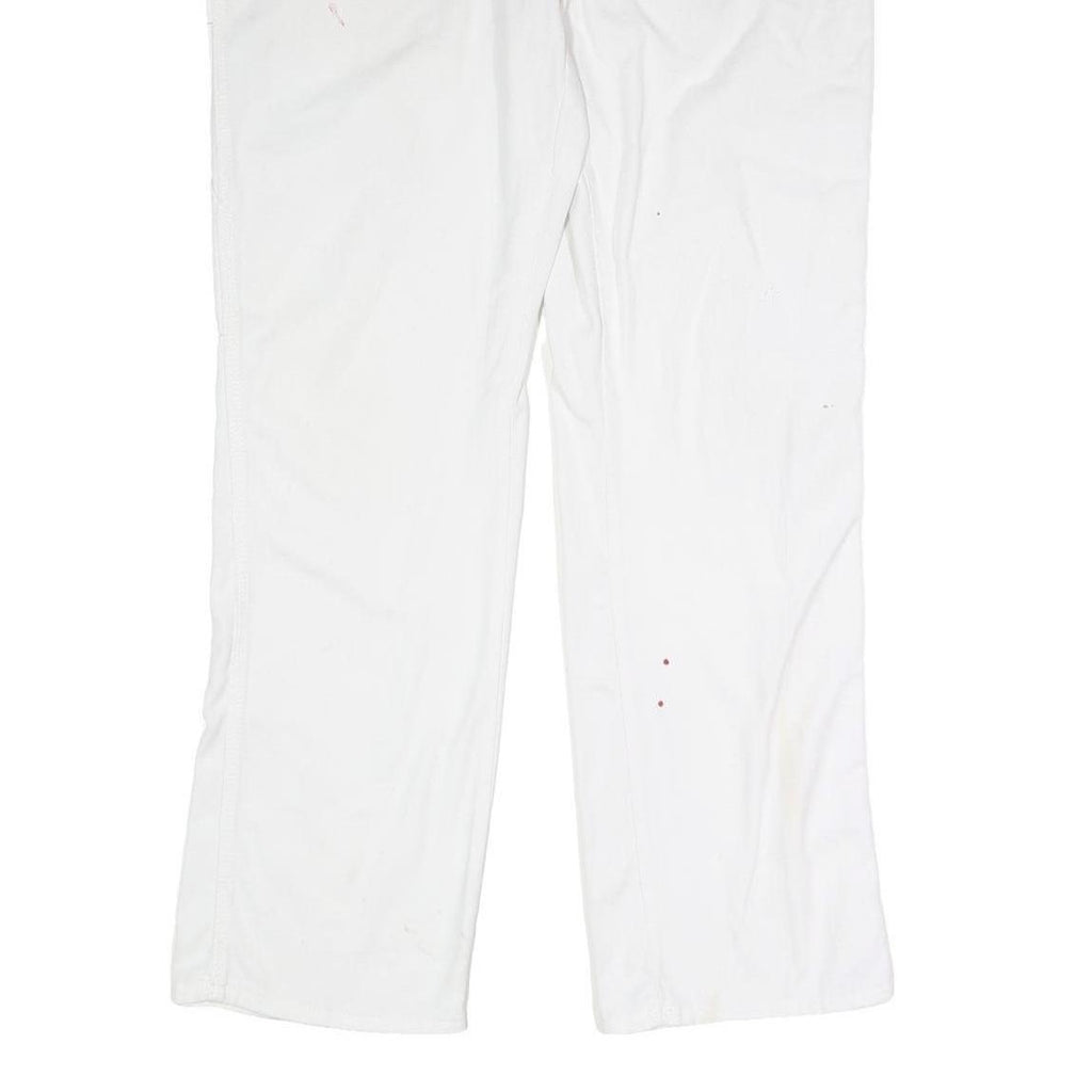 DICKIES Womens Cotton White Regular Straight Trousers W30 L39 Durable Workwear
