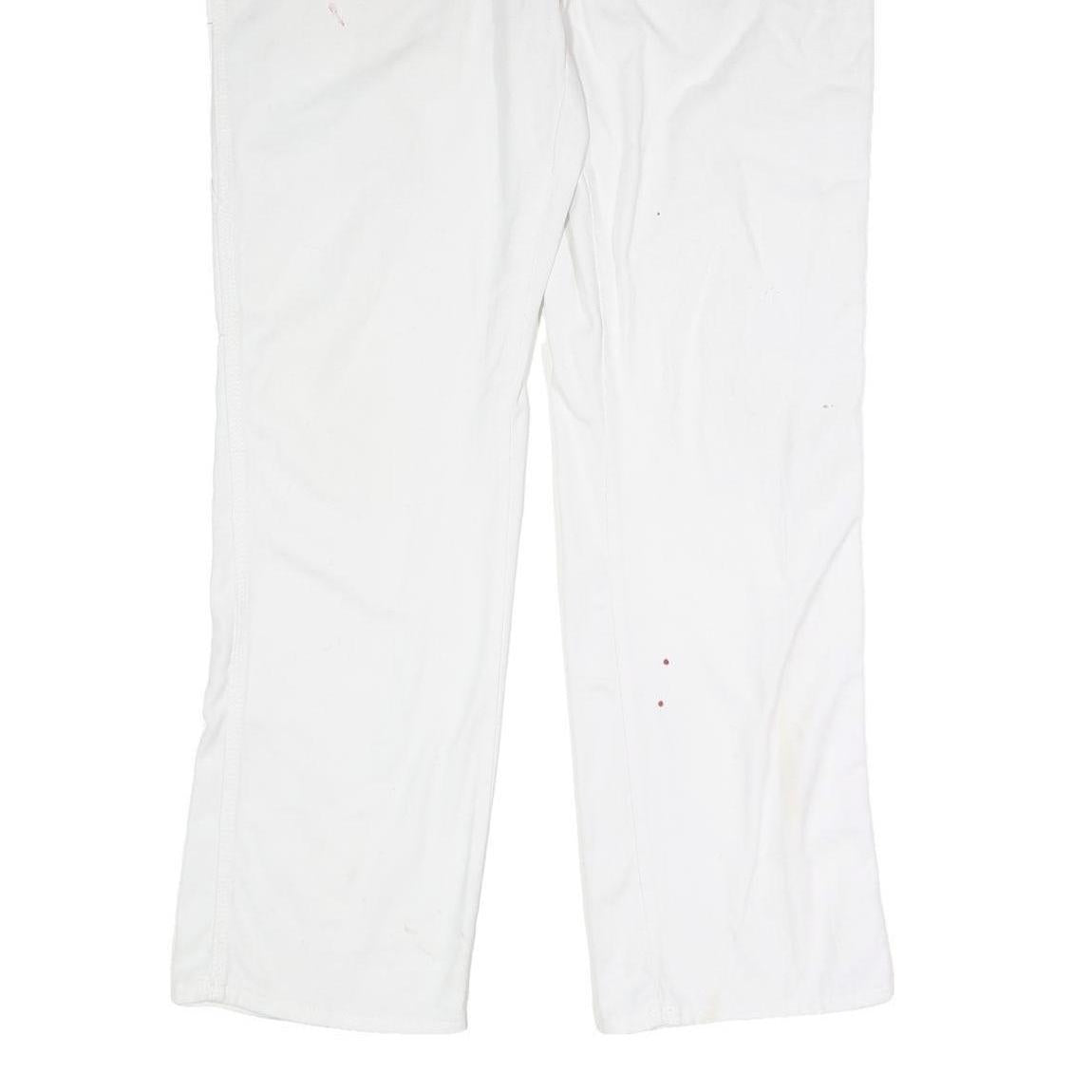 DICKIES Womens Cotton White Regular Straight Trousers W30 L39 Durable Workwear