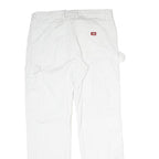 DICKIES Womens Cotton White Regular Straight Trousers W30 L39 Durable Workwear