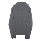 LYLE & SCOTT Mens Grey Patterned Jumper Cable Knit S Wool Blend Button Neck