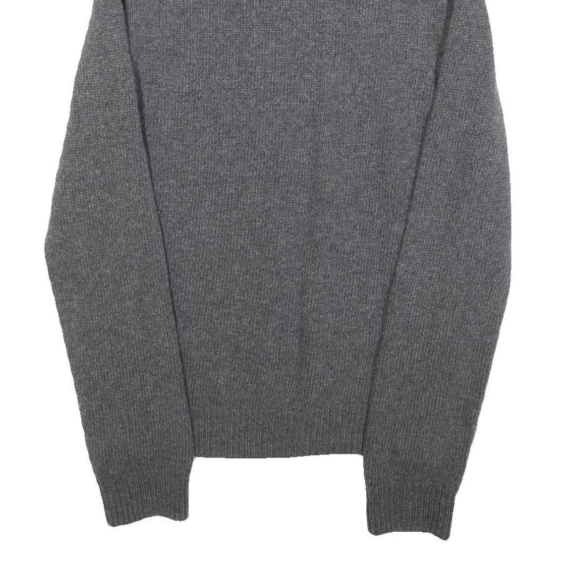 LYLE & SCOTT Mens Grey Patterned Jumper Cable Knit S Wool Blend Button Neck