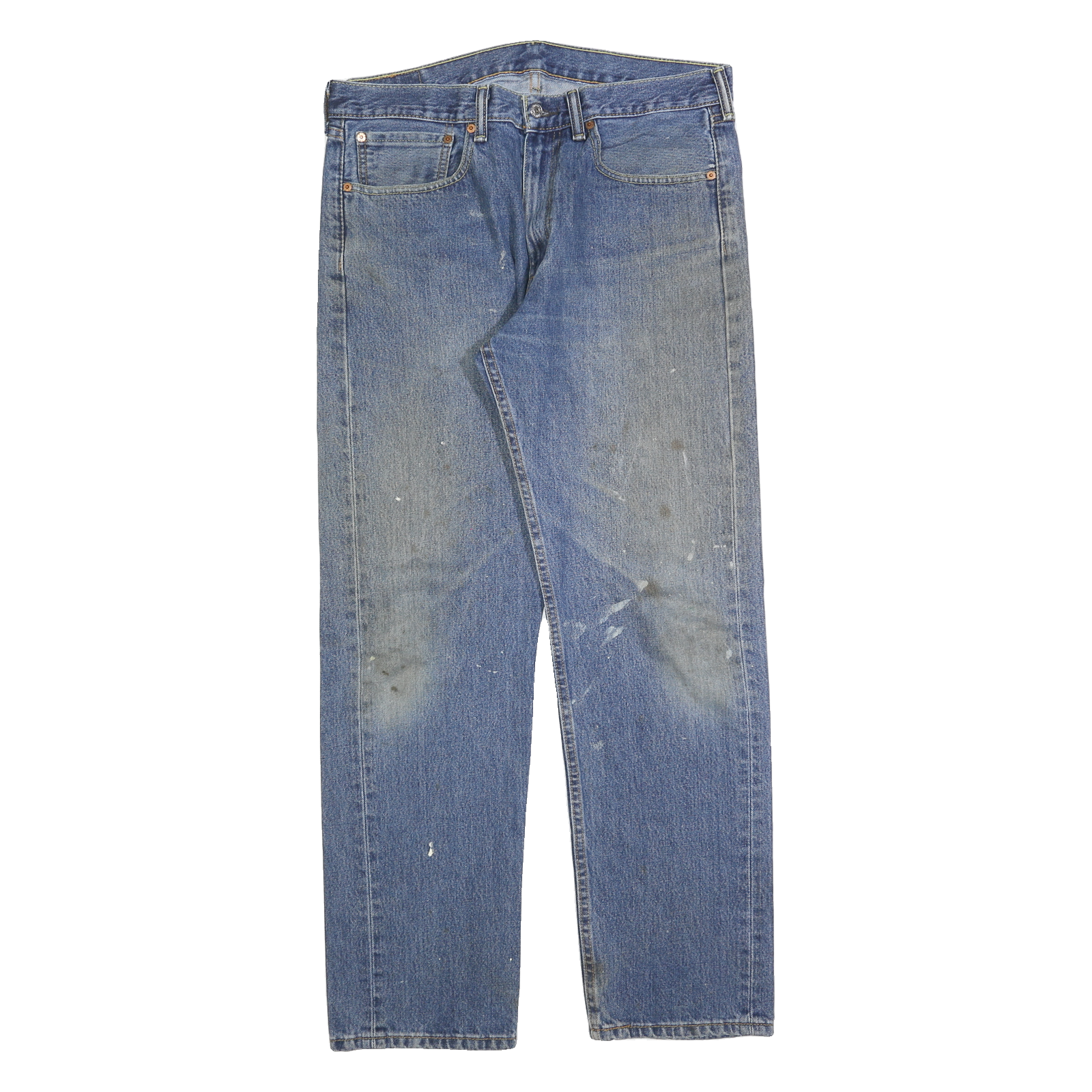 LEVI'S 505 Mens Jeans Blue Regular Straight Denim Medium W35 L32 Classic Style