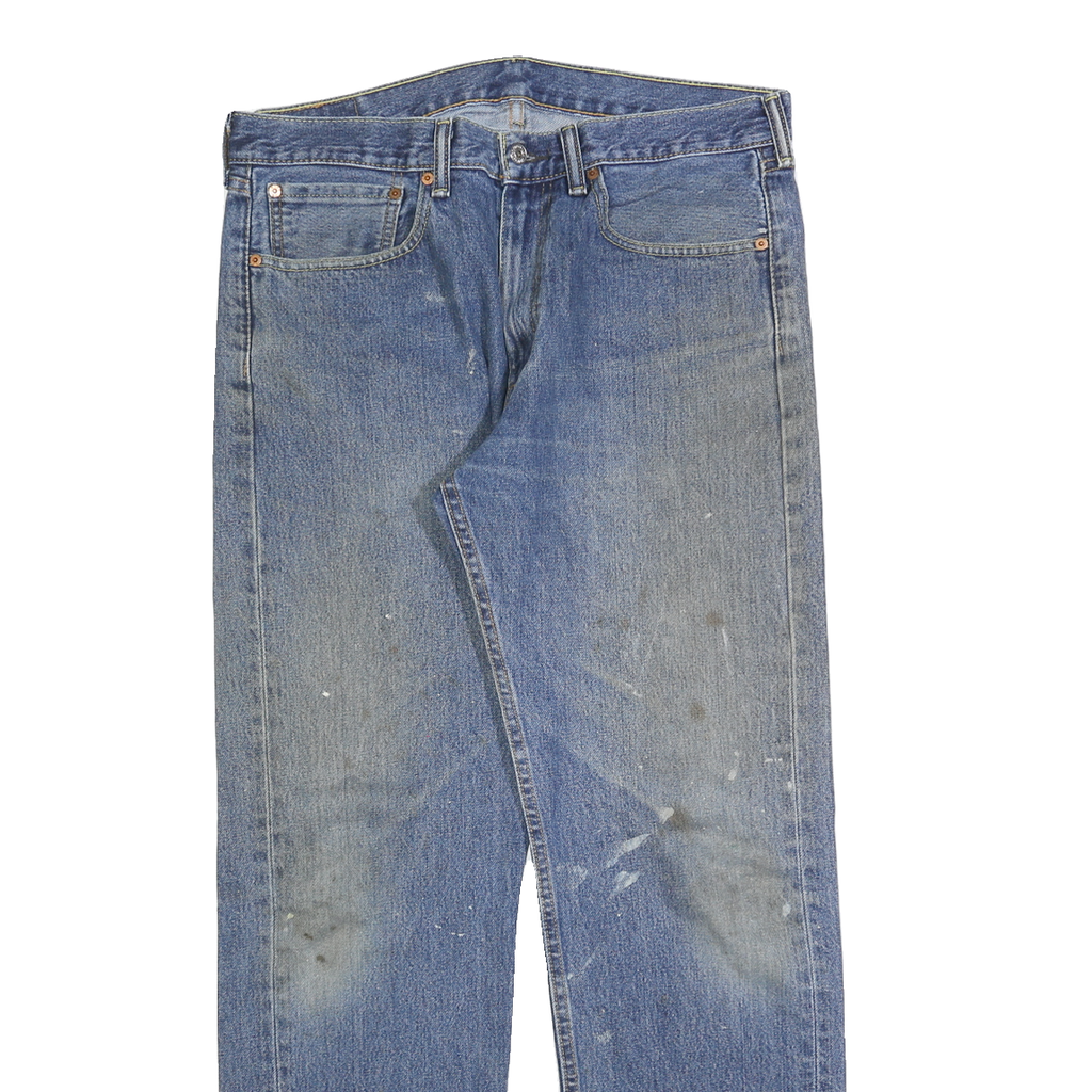 LEVI'S 505 Mens Jeans Blue Regular Straight Denim Medium W35 L32 Classic Style