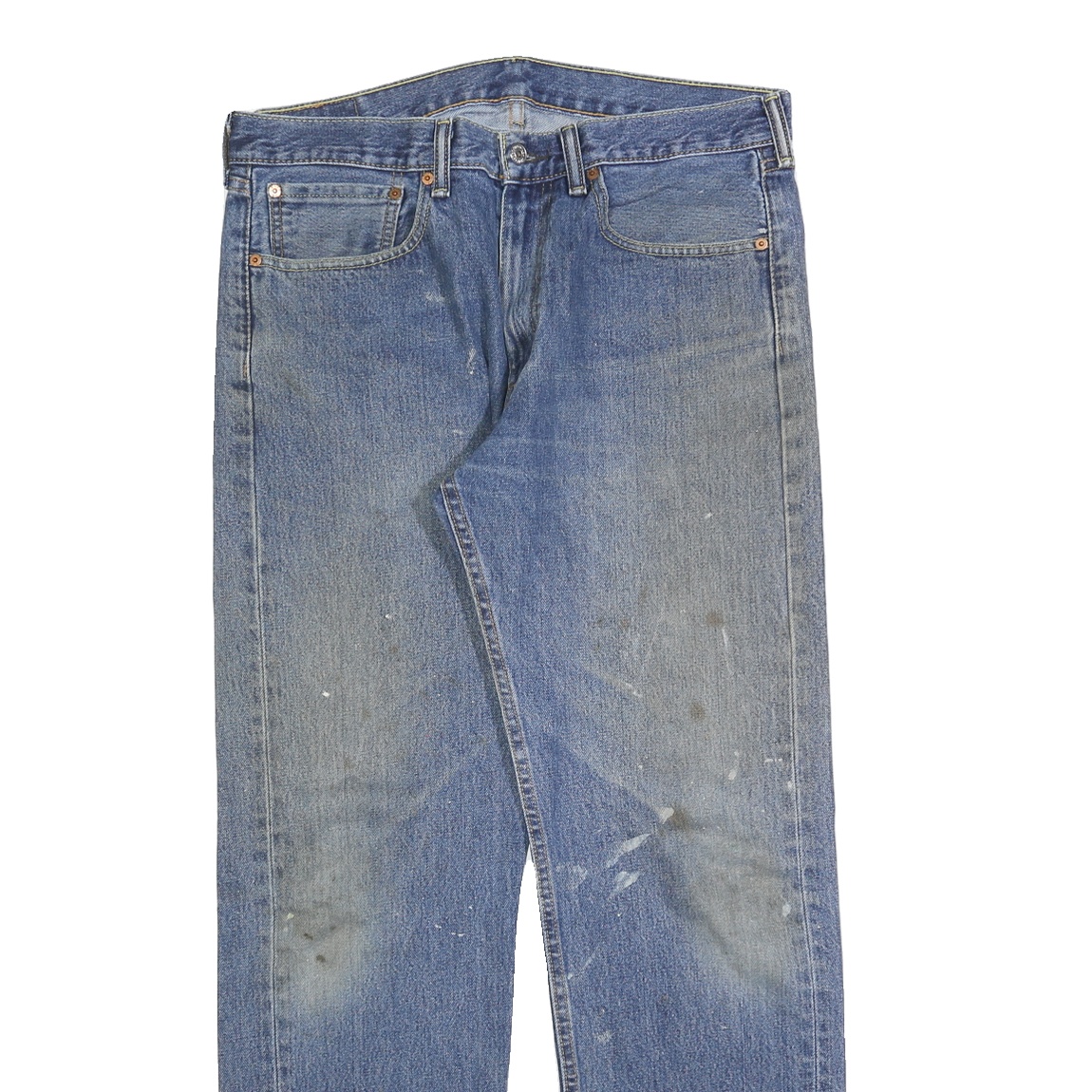 LEVI'S 505 Mens Jeans Blue Regular Straight Denim Medium W35 L32 Classic Style