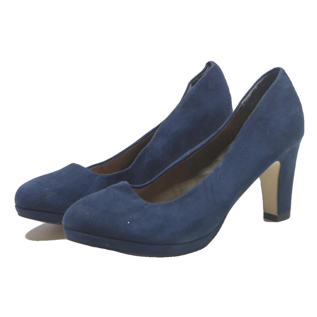 TAMARIS Womens Navy Blue Leather High Heel Court Shoes UK 7 Elegant Comfort